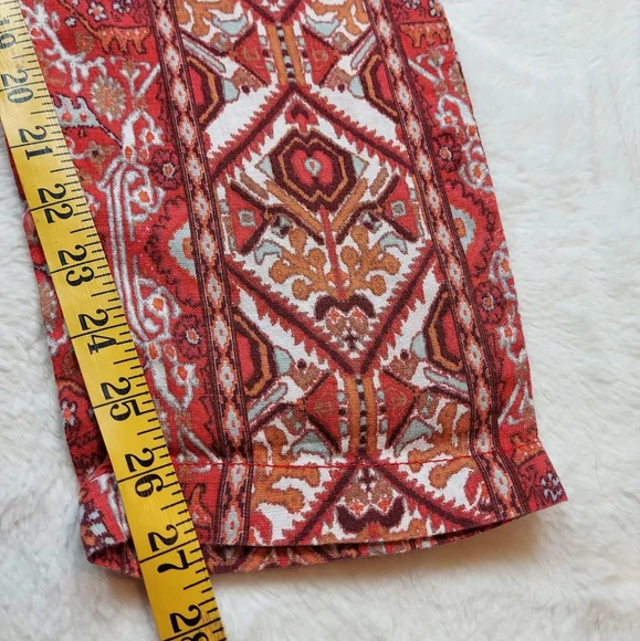 Rachel Zoe Multicolor Boho Linen Crop High Rise Pull On Pants Size S - Picture 8 of 11